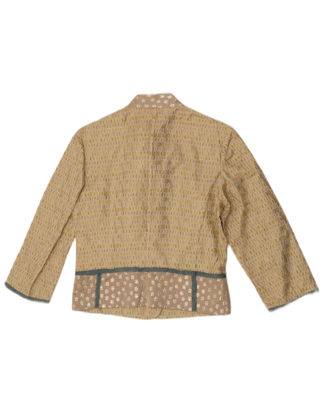 Cividini Womens Crop 4 Button Bolero Jacket IT 44 Medium Yellow Geometric