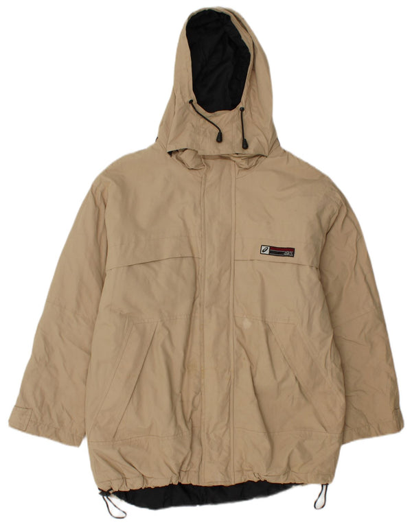 ASICS Mens Hooded Windbreaker Jacket UK 36 Small Beige Polyamide