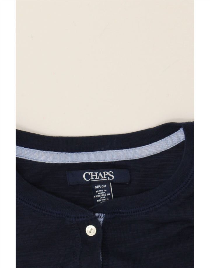 CHAPS Womens Top 3/4 Sleeve UK 10 Small Navy Blue Cotton Vintage Chaps and Second-Hand Chaps from Messina Hembry 