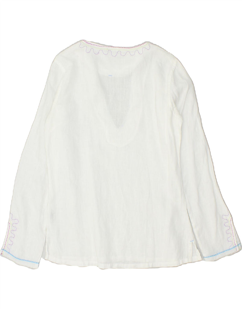 NAPAPIJRI Womens Oversized Blouse Top UK 10 Small White Linen Vintage Napapijri and Second-Hand Napapijri from Messina Hembry 