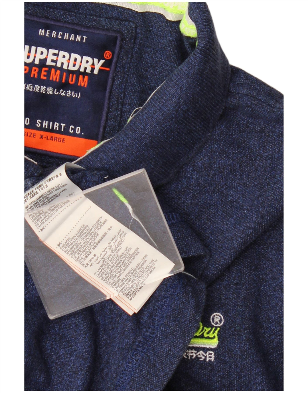 Superdry Mens Graphic Polo Shirt XL Navy Blue Cotton