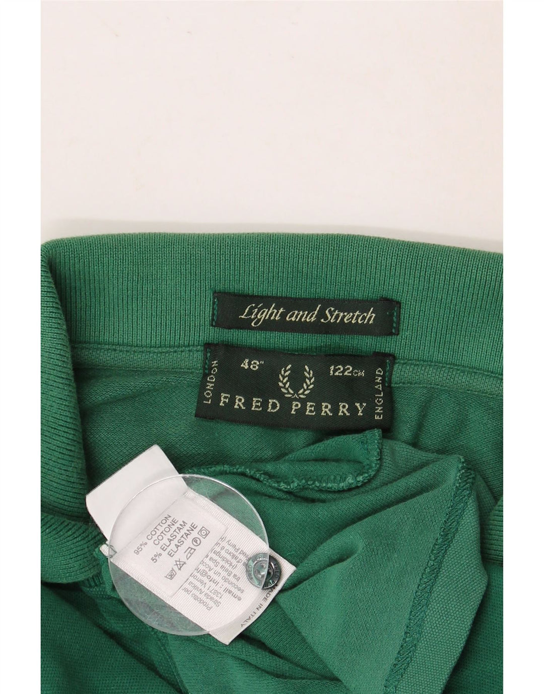 FRED PERRY Mens Long Sleeve Polo Shirt Large Green Cotton