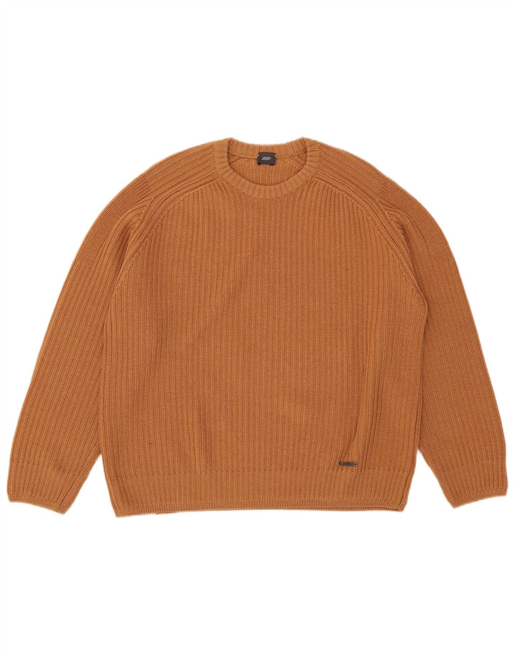 Joop Mens Crew Neck Jumper Sweater IT 50 Medium Brown Wool