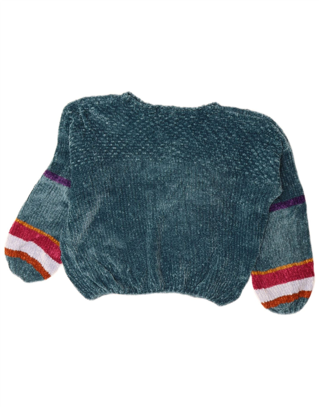 BENETTON Womens Velour Boat Neck Jumper Sweater UK 12 Medium Green Striped