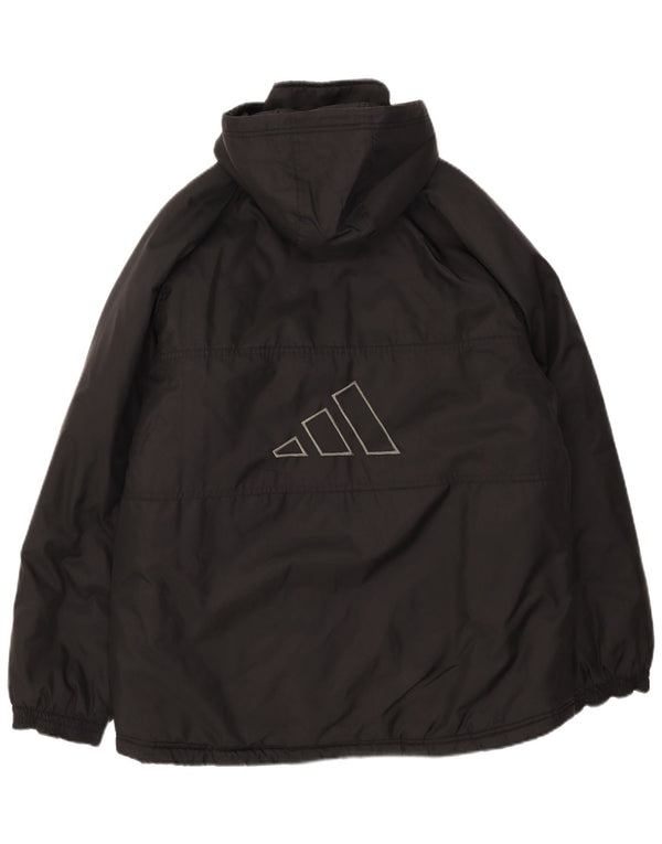 Adidas Mens Graphic Hooded Padded Jacket UK 38/40 Medium Black Polyester