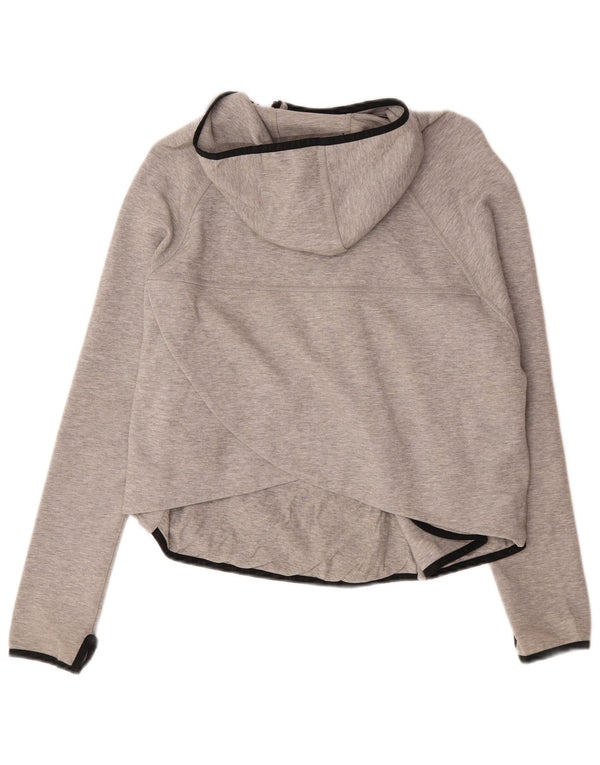 Nike Womens Zip Hoodie Sweater UK 16 Large Grey Cotton