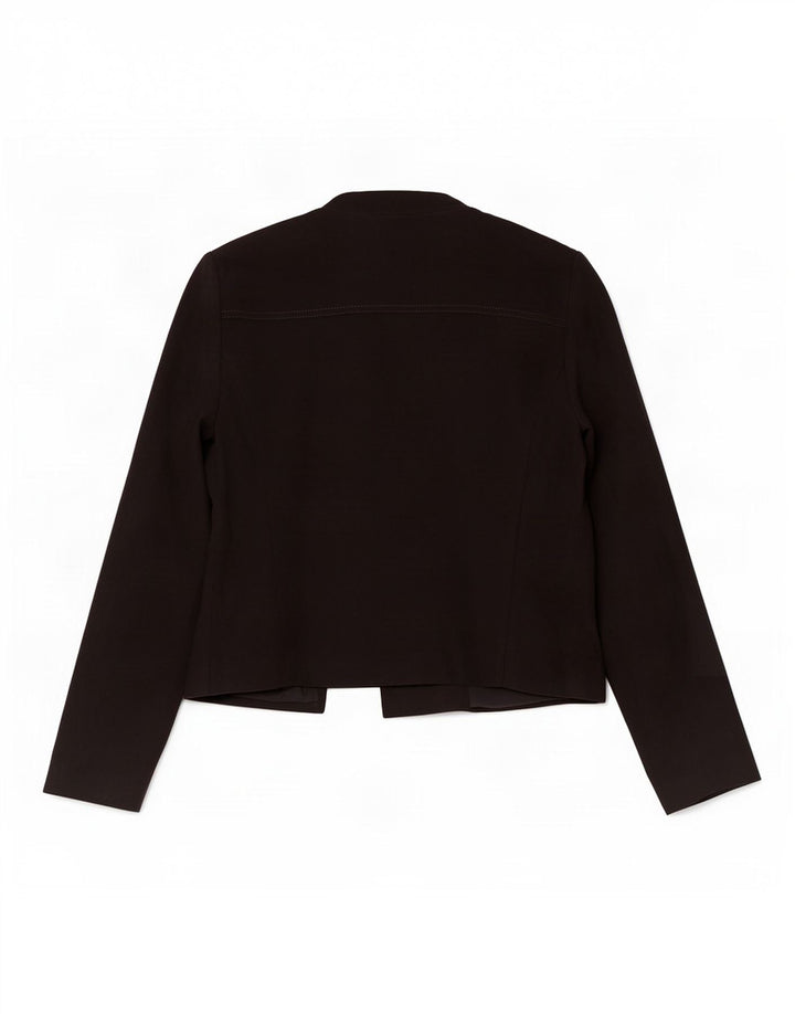 Marks & Spencer Womens Full Zip Blazer Jacket UK 14 Medium Black Polyester