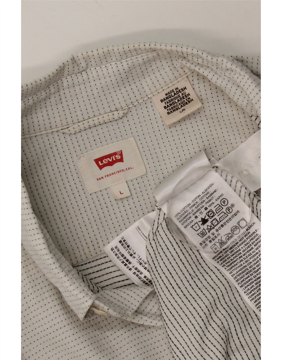 Levi's Mens Shirt Large White Spotted Cotton