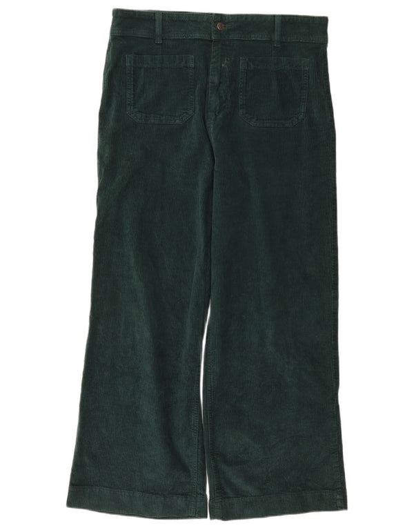 Fat Face Womens Wide Leg Cropped Trousers UK 14 Large W34 L25 Green