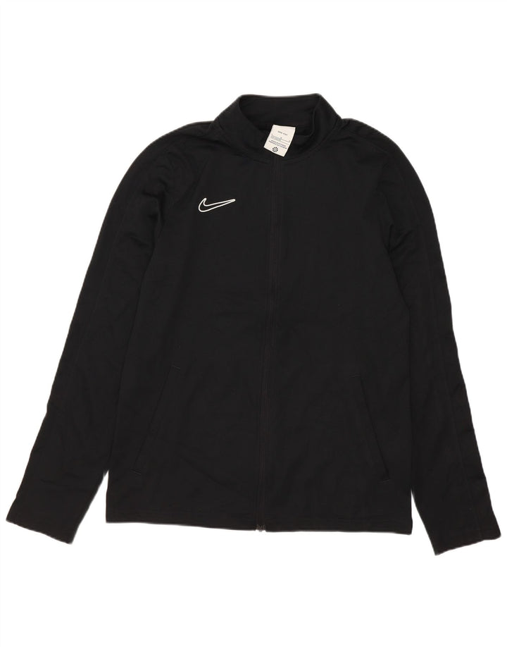 Nike Boys Dri Fit Tracksuit Top Jacket 12-13 Years Large Black Polyester