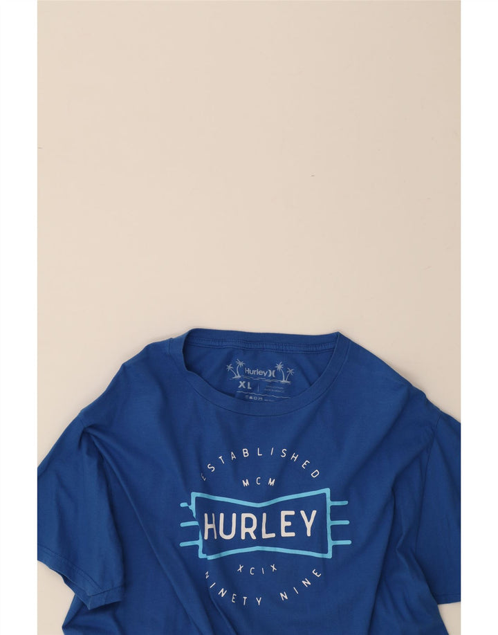 HURLEY Mens Graphic T-Shirt Top XL Blue Cotton Vintage Hurley and Second-Hand Hurley from Messina Hembry 
