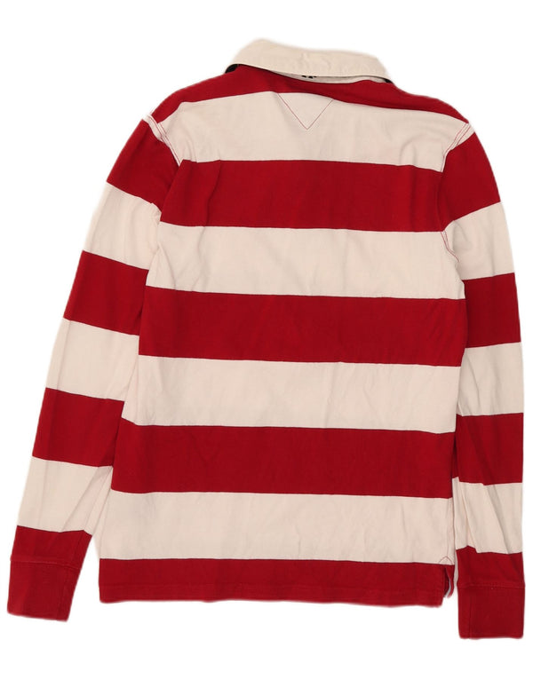 Tommy Hilfiger Mens Vintage Fit Rugby Polo Shirt Small Red Striped