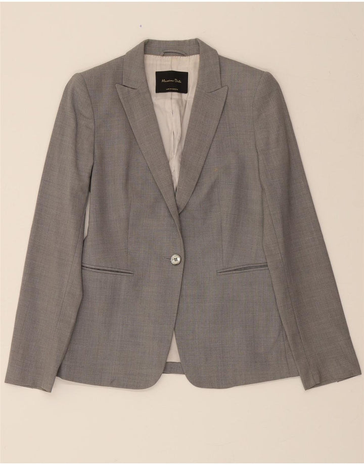 MASSIMO DUTTI Womens 1 Button Blazer Jacket EU 36 XS Grey Wool Vintage Massimo Dutti and Second-Hand Massimo Dutti from Messina Hembry 