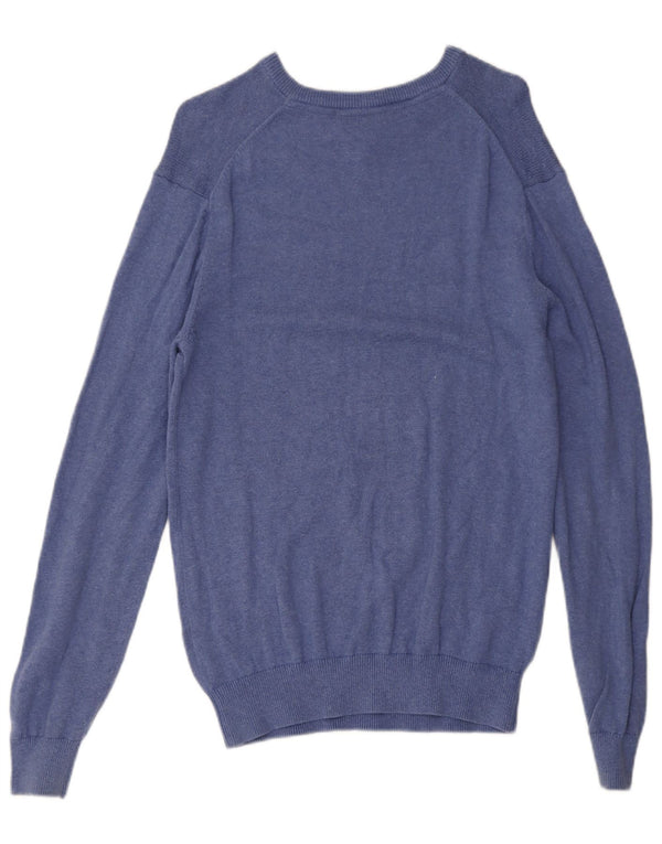 Crew Clothing Mens V-Neck Jumper Sweater Medium Blue Cotton