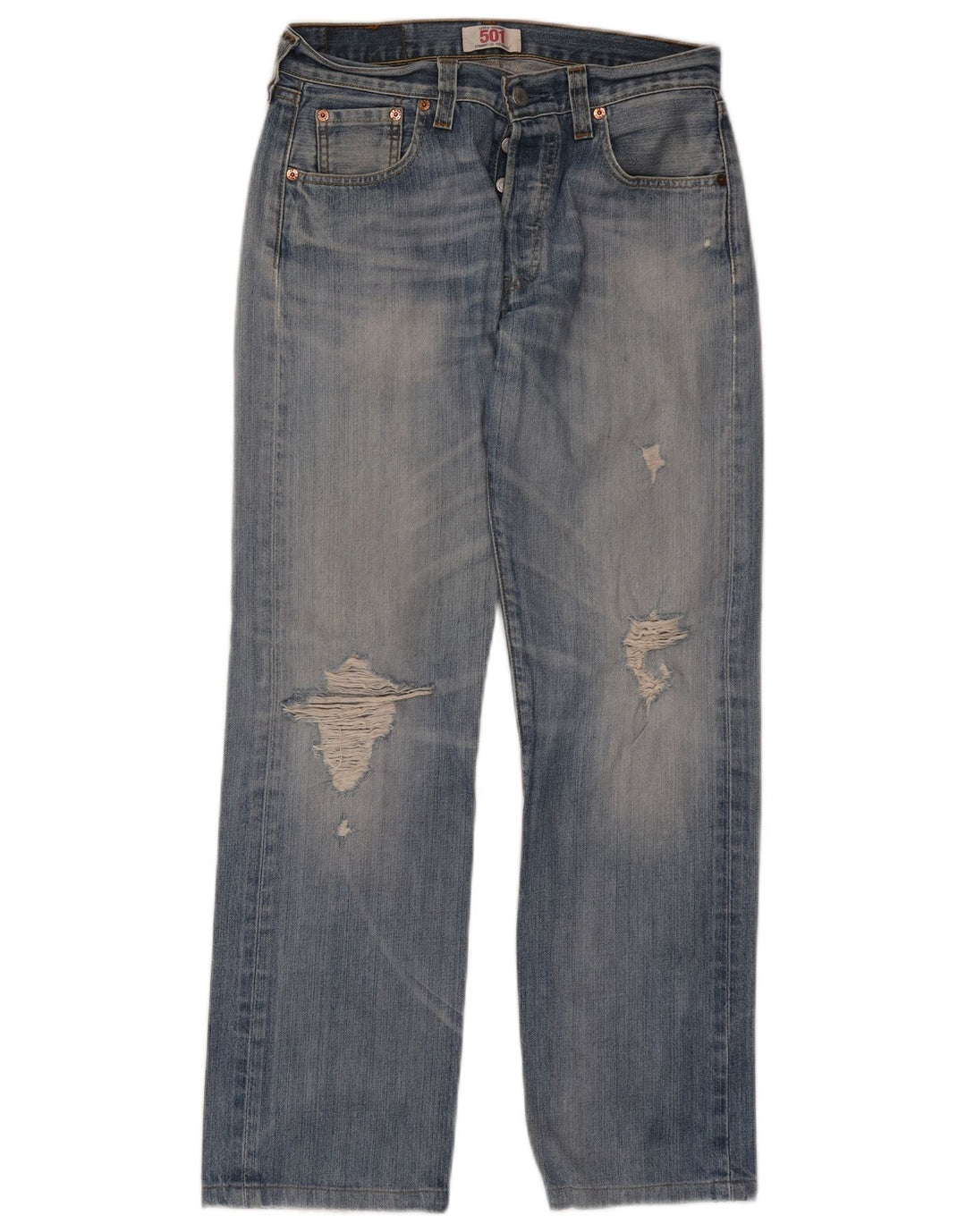 Levi's Mens 501 Distressed Straight Jeans W30 L29 Blue Cotton