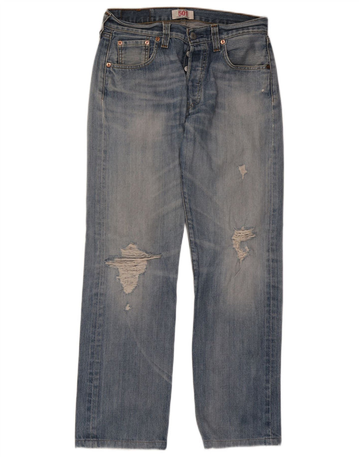 Levi's Mens 501 Distressed Straight Jeans W30 L29 Blue Cotton