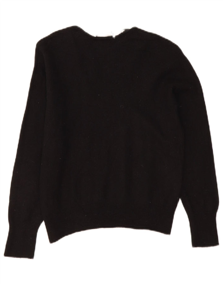 Zara Womens V-Neck Jumper Sweater UK 10 Small Black Wool