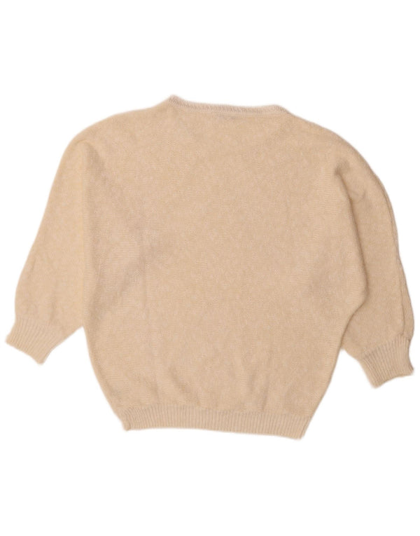 Giunco Womens Boat Neck Jumper Sweater UK 14 Large Off White Colourblock