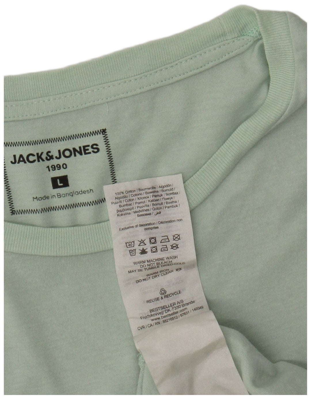 JACK & JONES Mens Graphic T-Shirt Top Large Green Cotton
