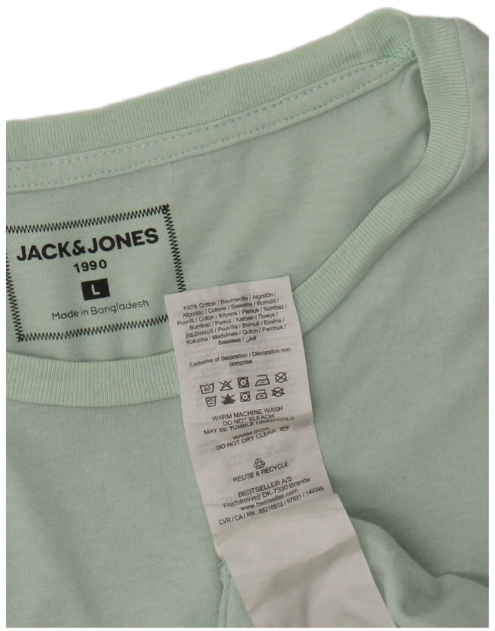 JACK & JONES Mens Graphic T-Shirt Top Large Green Cotton