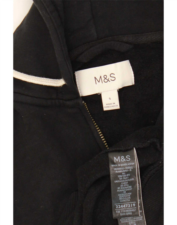 Marks & Spencer Mens Zip Hoodie Sweater Medium Black Cotton