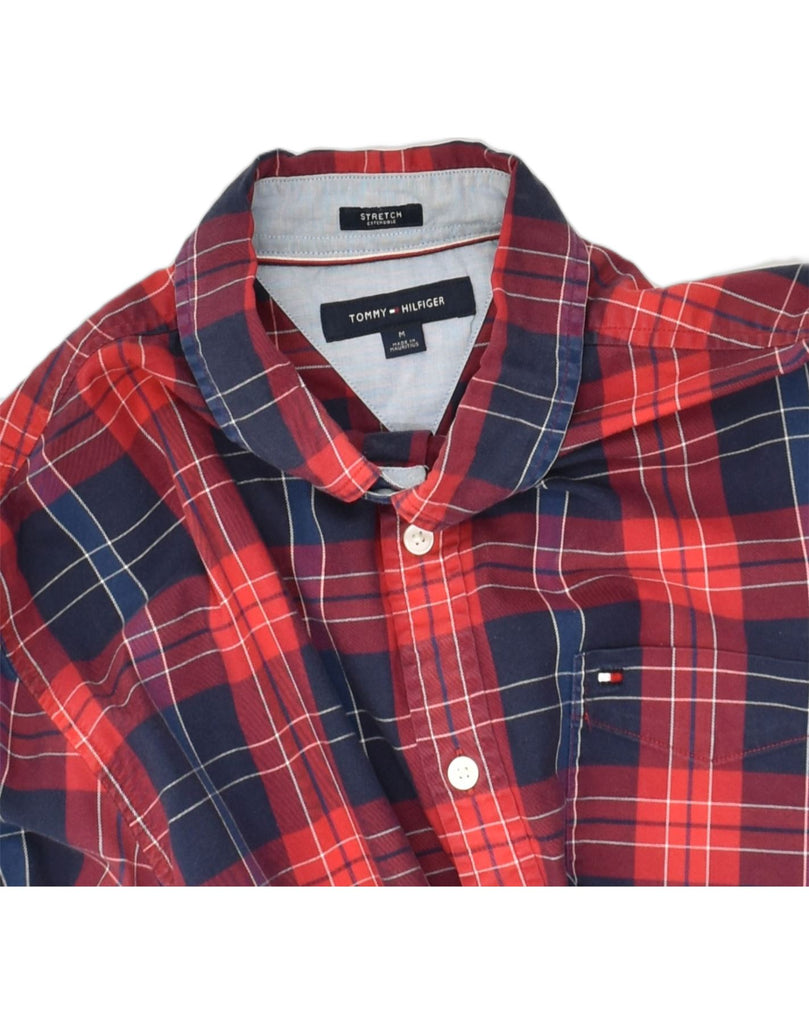 TOMMY HILFIGER Mens Stretch Shirt Medium Red Check Cotton | Vintage Tommy Hilfiger | Thrift | Second-Hand Tommy Hilfiger | Used Clothing | Messina Hembry 