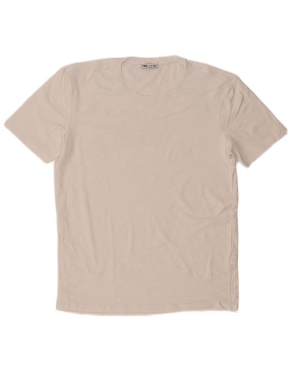 Zara Mens T-Shirt Top XL White Cotton
