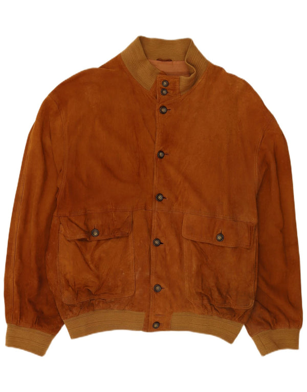 Gara Mens Suede Bomber Jacket IT 58 4XL Brown