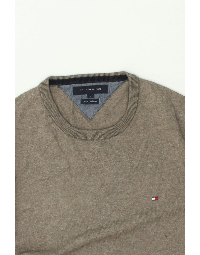 TOMMY HILFIGER Mens Crew Neck Jumper Sweater Large Grey Cotton | Vintage Tommy Hilfiger | Thrift | Second-Hand Tommy Hilfiger | Used Clothing | Messina Hembry 