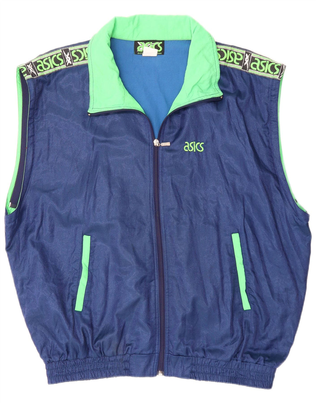 ASICS Mens Graphic Tracksuit Top Jacket IT 54 XL Blue Colourblock