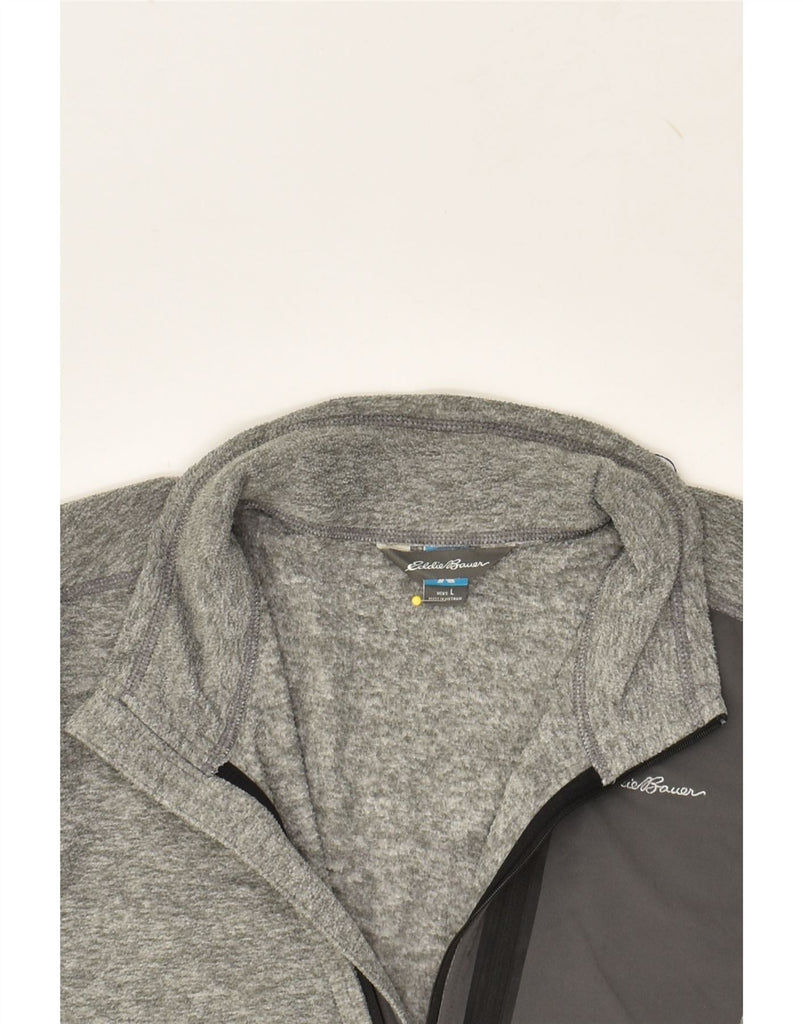 EDDIE BAUER Mens Zip Neck Fleece Jumper Large Grey Flecked Polyester | Vintage Eddie Bauer | Thrift | Second-Hand Eddie Bauer | Used Clothing | Messina Hembry 