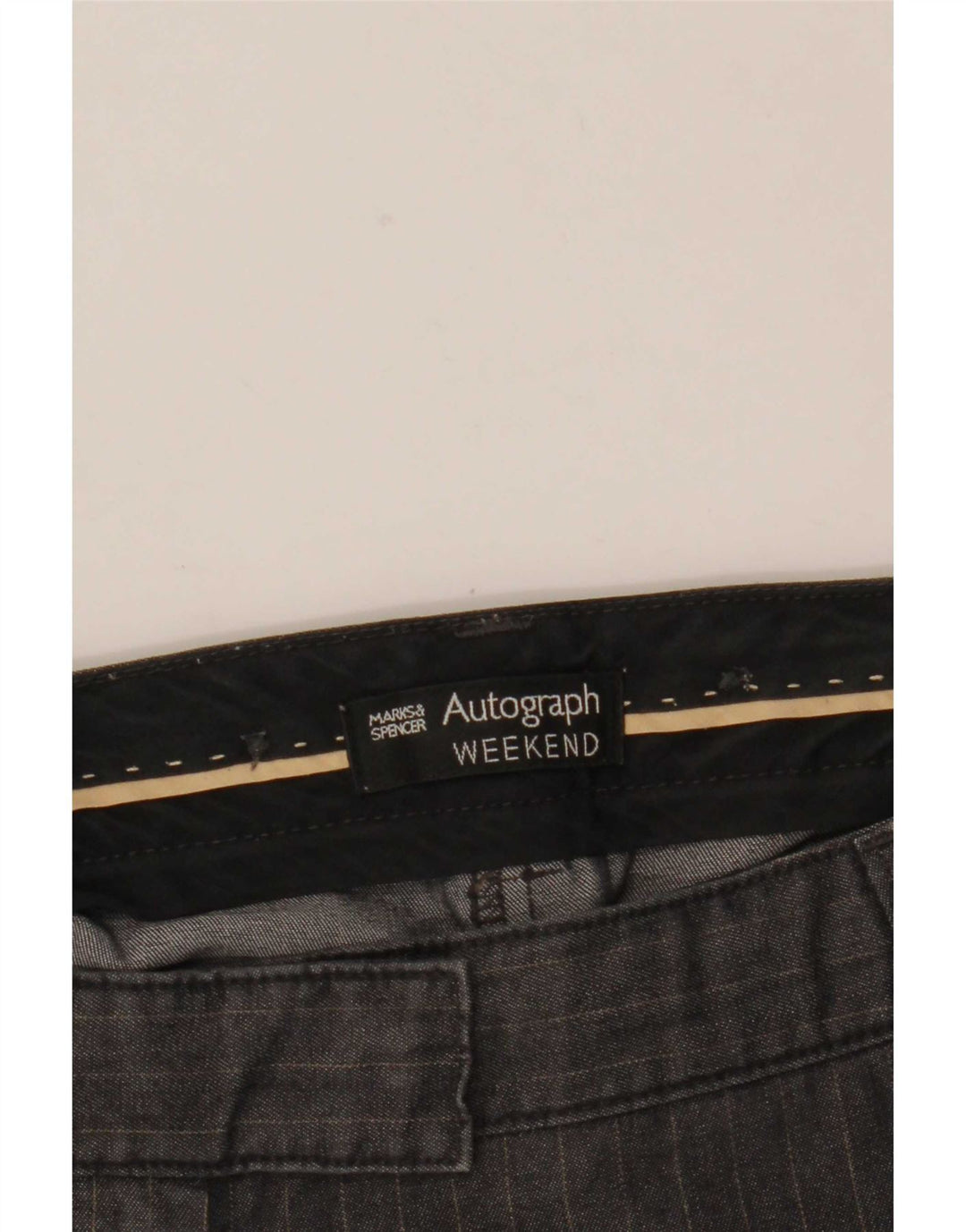 Marks & Spencer Womens Autograph Chino Trousers W31 L30 Grey Pinstripe
