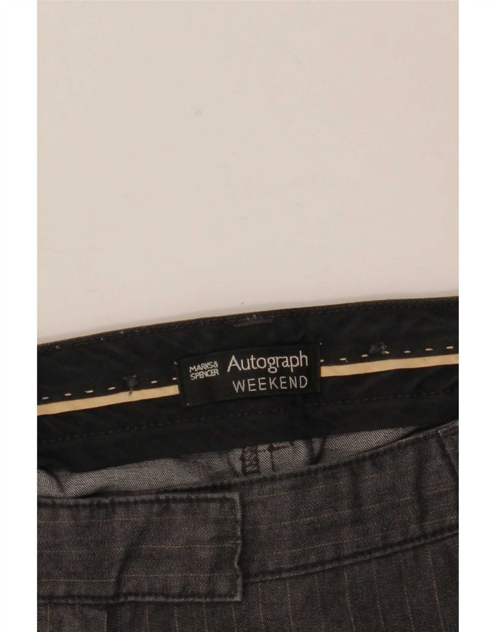 Marks & Spencer Womens Autograph Chino Trousers W31 L30 Grey Pinstripe