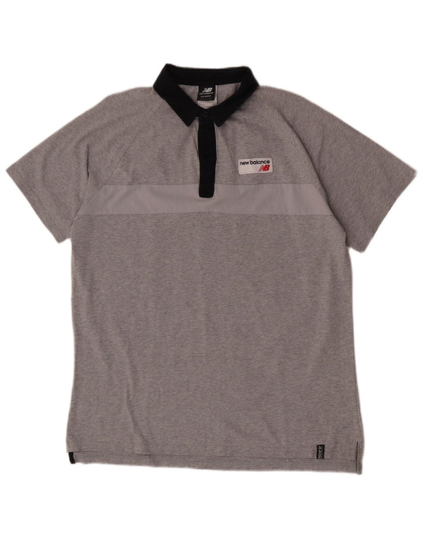 New Balance Mens Rugby Polo Shirt XL Grey Cotton