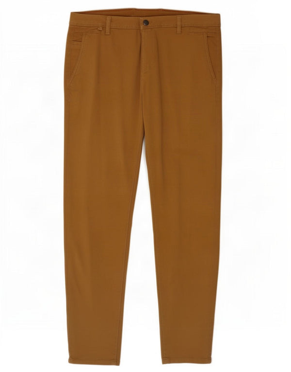 Zara Mens Slim Chino Trousers EU 44 Large W34 L30 Brown Cotton