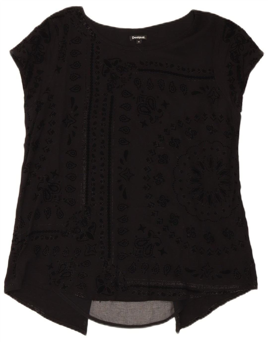 Desigual Womens Blouse Top UK 12 Medium Black Paisley