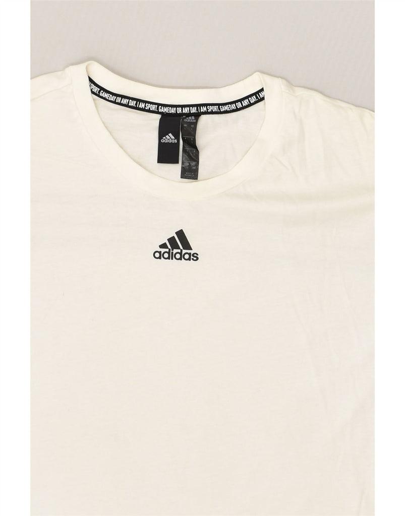 ADIDAS Mens T-Shirt Top Large Off White Cotton | Vintage Adidas | Thrift | Second-Hand Adidas | Used Clothing | Messina Hembry 