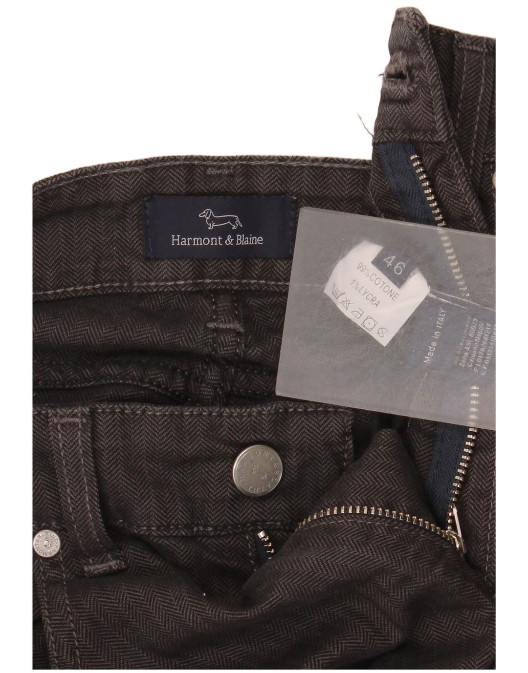 Harmont & Blaine Mens Casual Trousers IT 46 Small W30 L32 Grey Herringbone