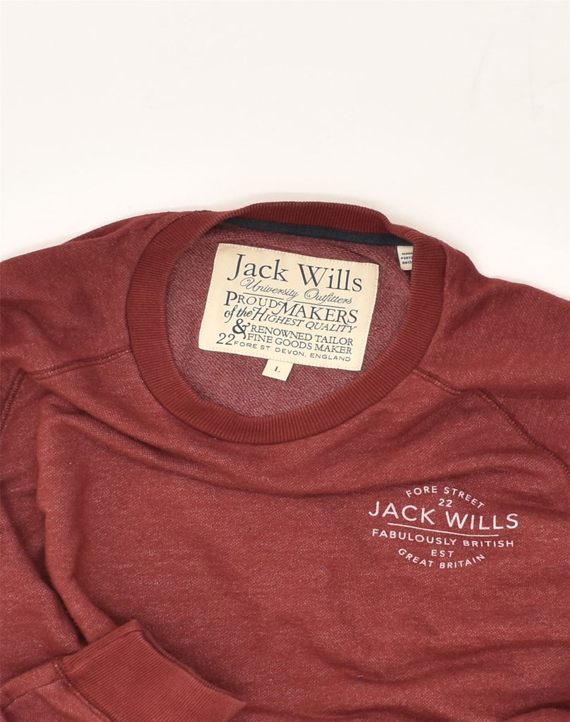 JACK WILLS Mens Sweatshirt Jumper Large Burgundy Cotton | Vintage Jack Wills | Thrift | Second-Hand Jack Wills | Used Clothing | Messina Hembry 