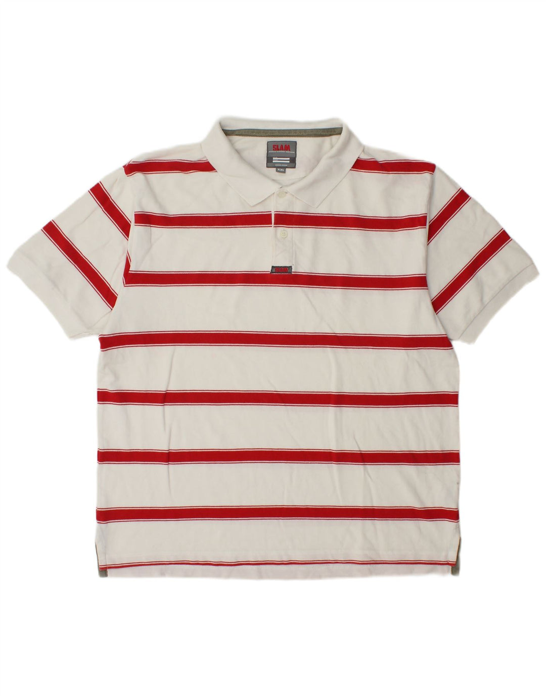 Slam Mens Polo Shirt 2XL White Striped Cotton