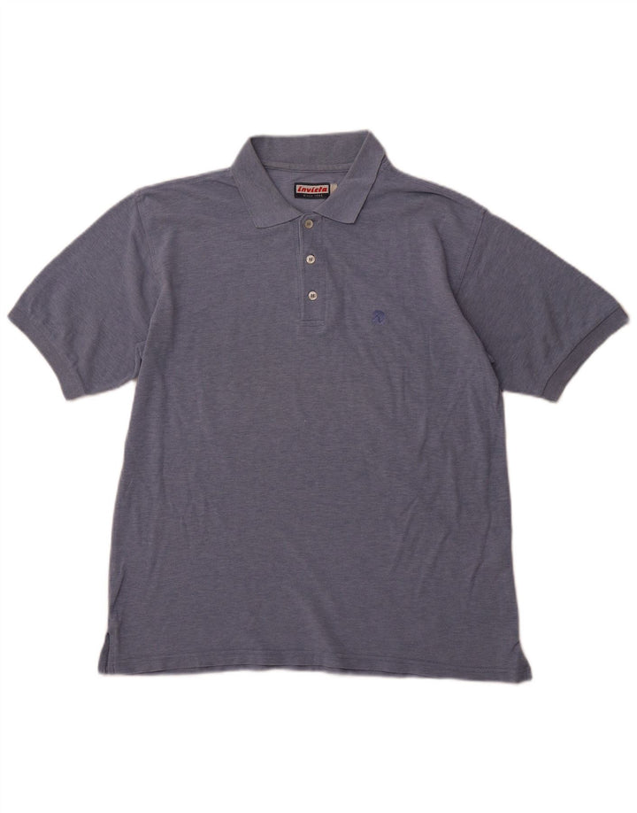 INVICTA Mens Polo Shirt Medium Navy Blue Flecked Cotton