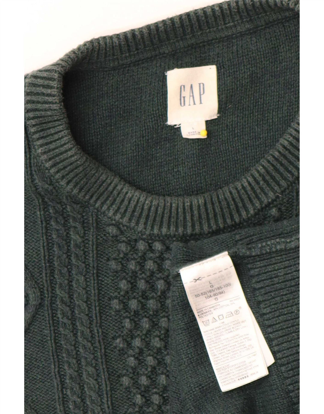 Gap Mens Crew Neck Jumper Sweater Large Green Cotton
