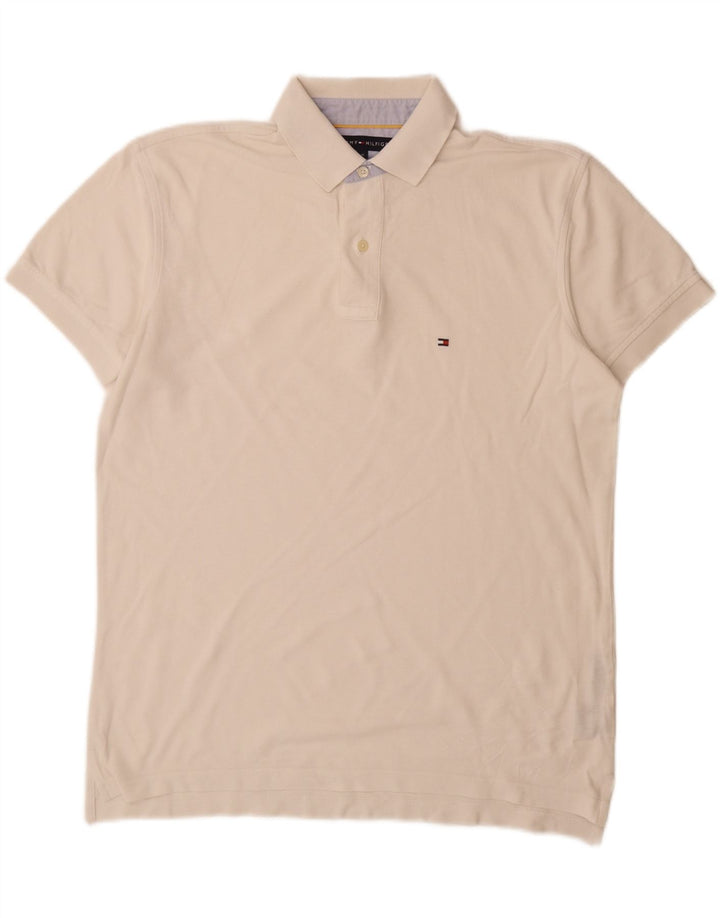 Tommy Hilfiger Mens Polo Shirt Medium White Cotton