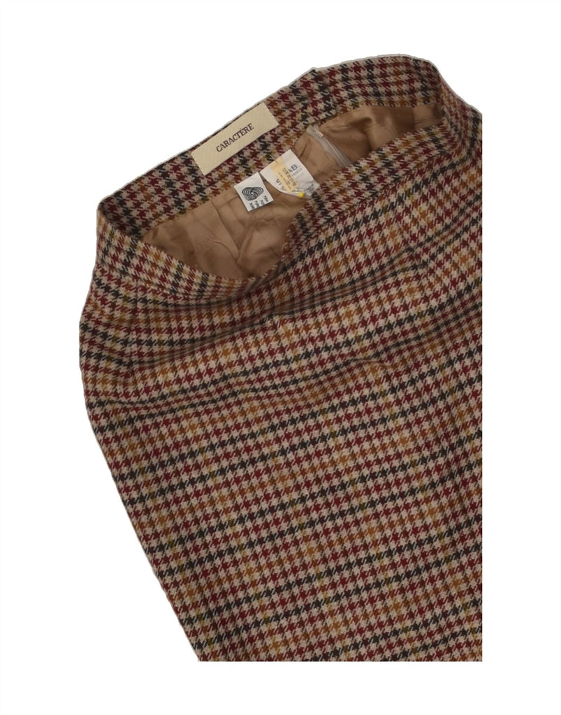 CARACTERE Womens Pencil Skirt UK 10 Small W26  Brown Houndstooth New Wool | Vintage Caractere | Thrift | Second-Hand Caractere | Used Clothing | Messina Hembry 