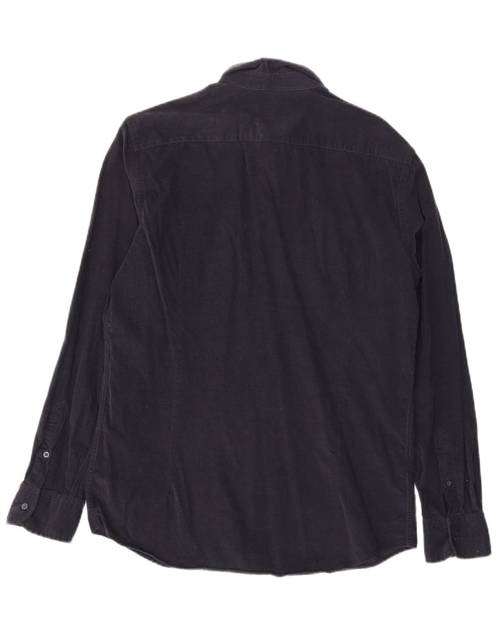 Massimo Dutti Mens Corduroy Shirt Large Navy Blue Cotton