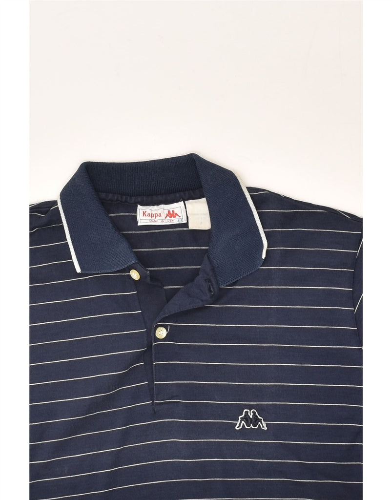 KAPPA Mens Polo Shirt Medium Navy Blue Striped Cotton | Vintage Kappa | Thrift | Second-Hand Kappa | Used Clothing | Messina Hembry 