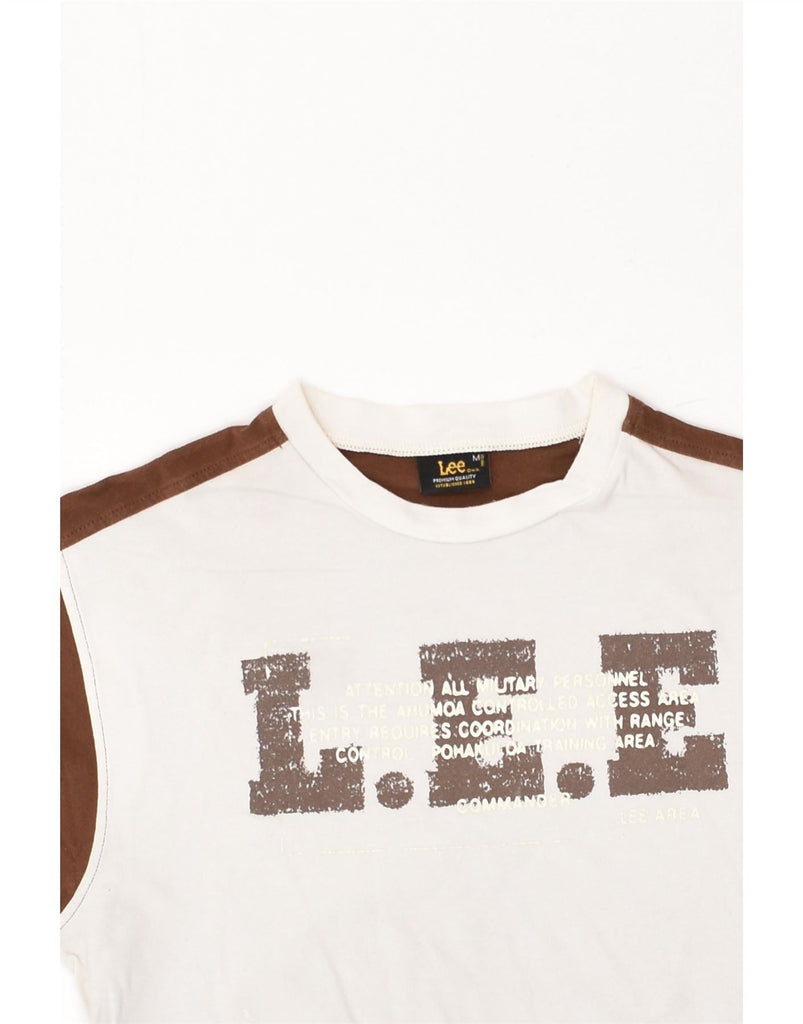 LEE Womens Graphic T-Shirt Top UK 12 Medium Brown Colourblock Cotton | Vintage Lee | Thrift | Second-Hand Lee | Used Clothing | Messina Hembry 