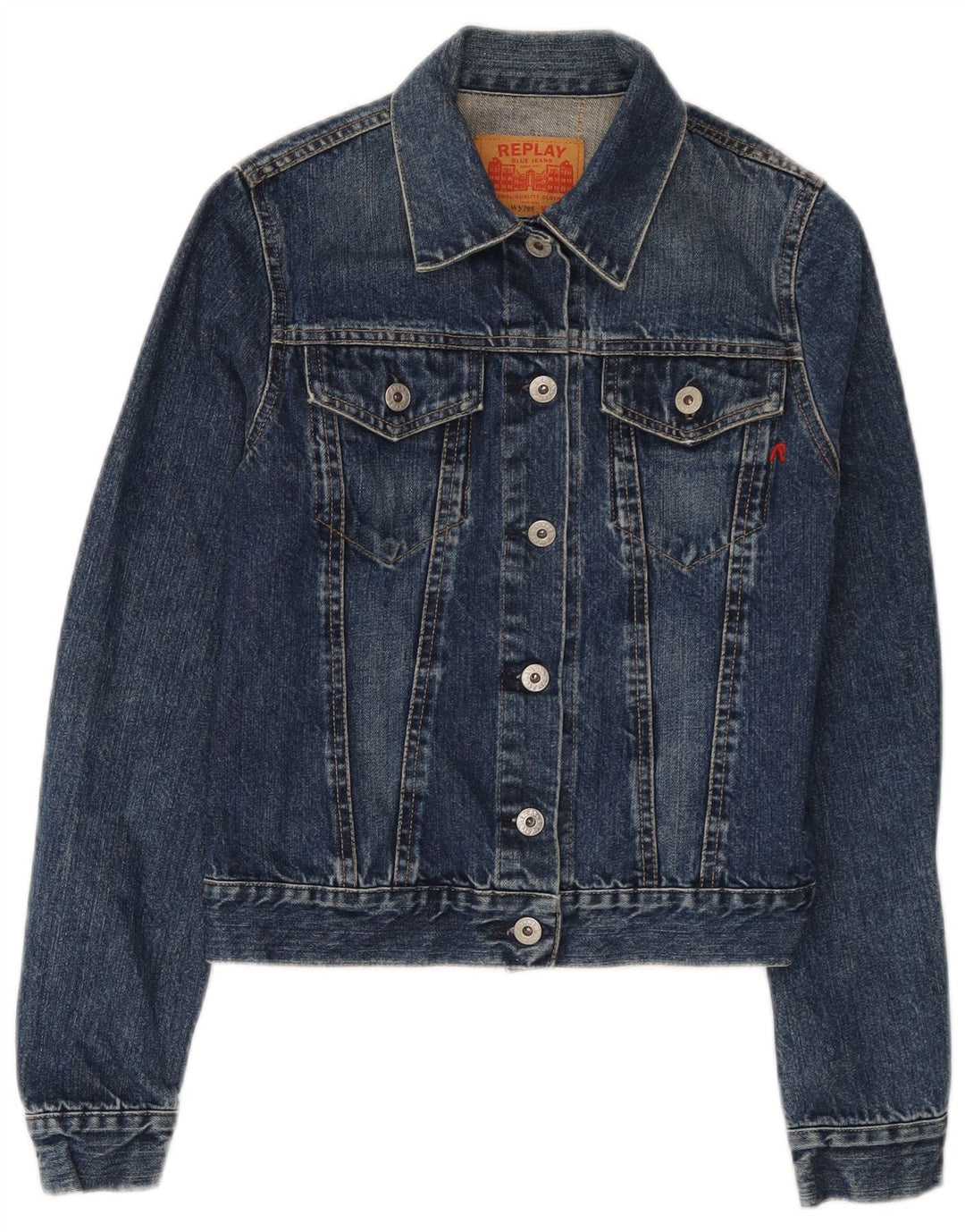 Replay Womens Denim Jacket UK 6 XS Blue Cotton