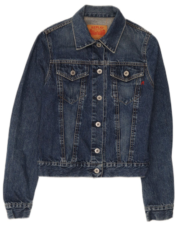 Replay Womens Denim Jacket UK 6 XS Blue Cotton