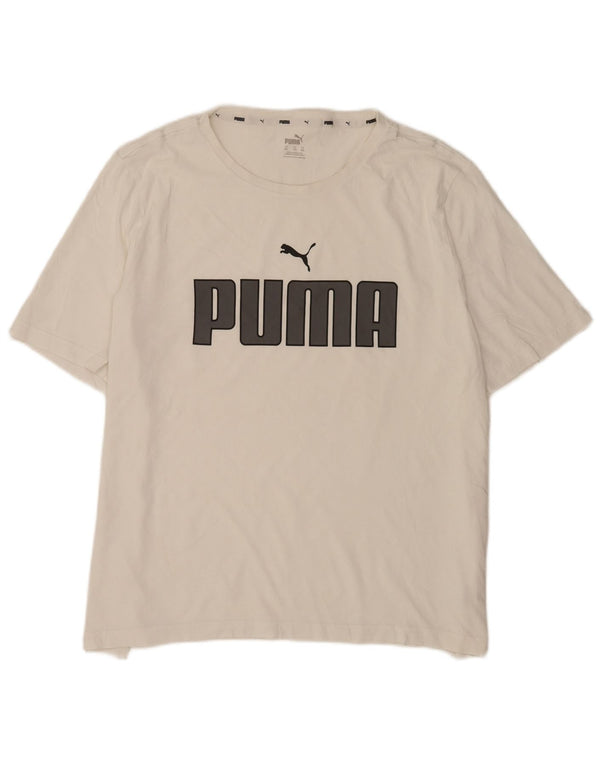 Puma Mens Graphic T-Shirt Top 2XL White Cotton